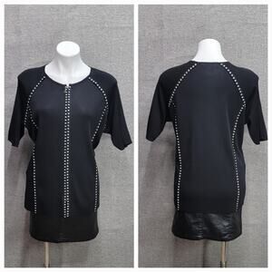 MISSOK EXCLUSIVELY SHORT SLEEVE ZIP UP TOP, SIZE L